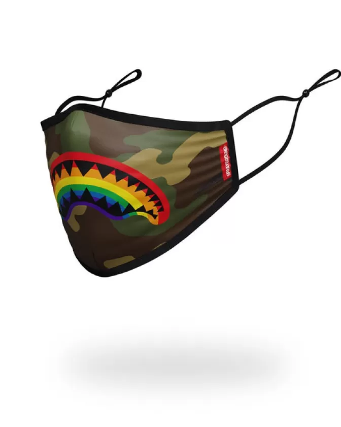 Mascherine Sprayground con Stampa Squalo Arcobaleno - Modello Anatomico Adatto per Adulti