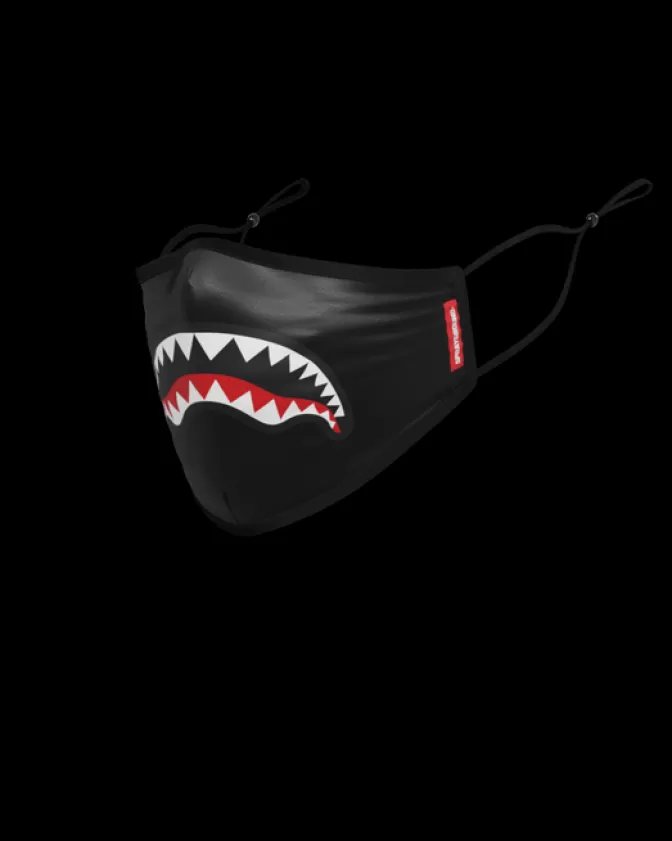 Sprayground: Mascherine Viso Adulte con Design Squalo - Nero Intenso & Morbido Aderente