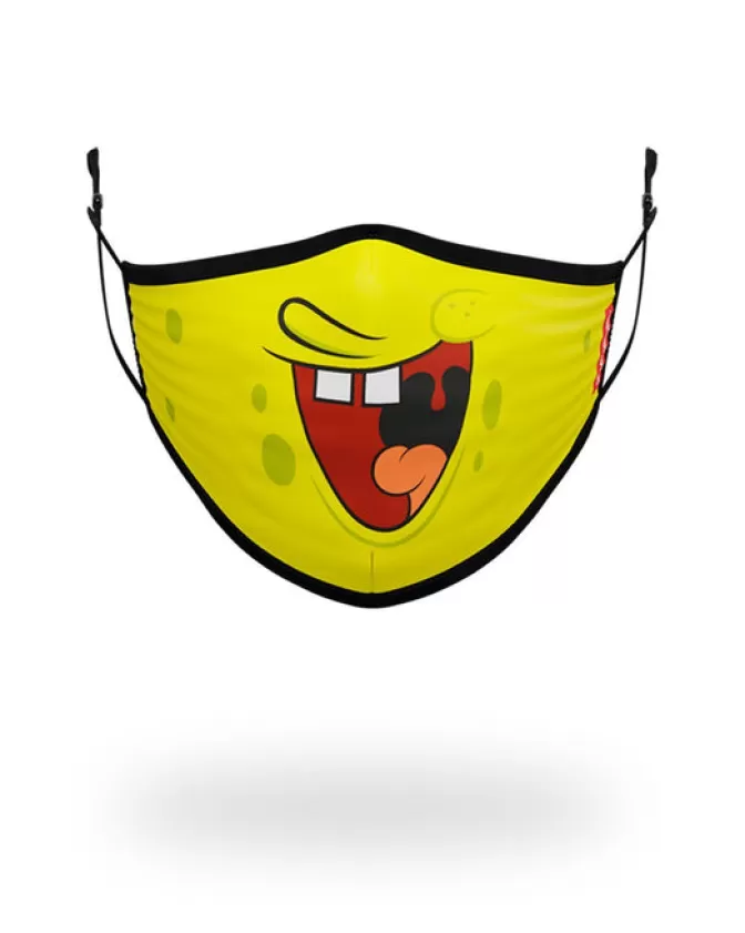 Sprayground Mascherina Divertente con Stampa SpongeBob Sorridente - Modello Ergonomico per Adulti, Copertura Viso Confortevole