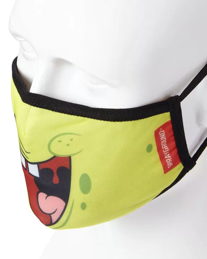 Sprayground Mascherina Divertente con Stampa SpongeBob Sorridente - Modello Ergonomico per Adulti, Copertura Viso Confortevole