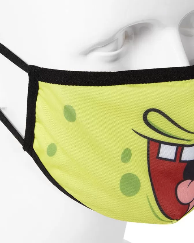 Sprayground Mascherina Divertente con Stampa SpongeBob Sorridente - Modello Ergonomico per Adulti, Copertura Viso Confortevole