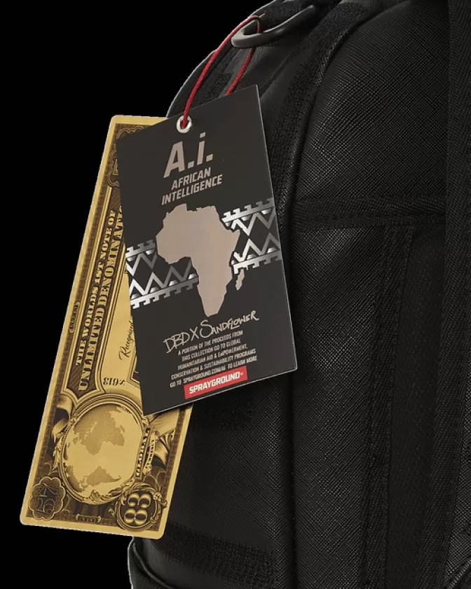 Zaino Sprayground Edizione Limitata - Design Africano Intelligente Serie 9 con Fioriture Sahariane, Compartimenti Multifunzionali per Scuola/Viaggi