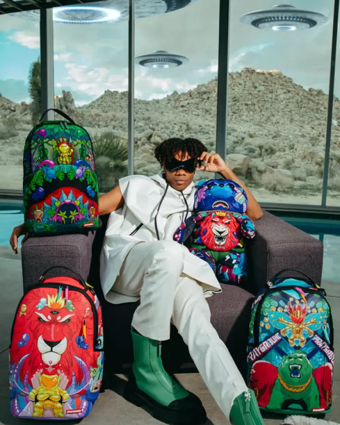Zaini Sprayground Stile Orsacchiotto - Astro Twilight Edition con Ricamo Moneybear, Modelli Unici per Giovani Creativi