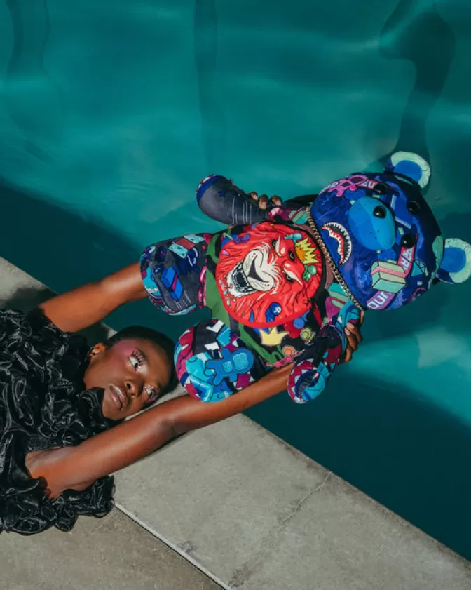 Zaini Sprayground Stile Orsacchiotto - Astro Twilight Edition con Ricamo Moneybear, Modelli Unici per Giovani Creativi