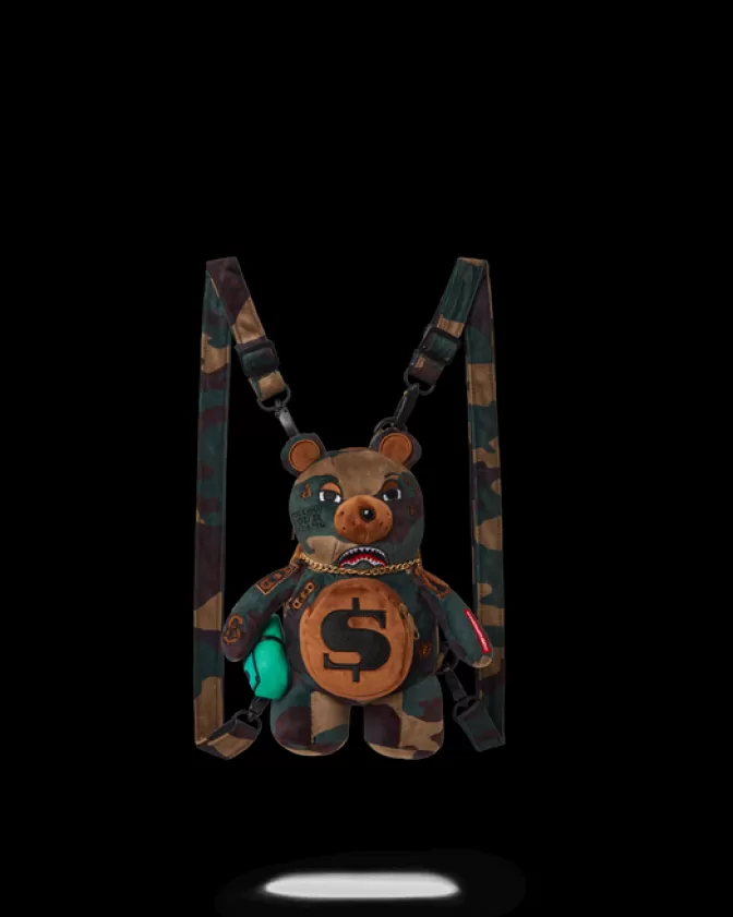 Sprayground Zaino Cuccioli d'Orso - Modello Camouflage con Design Orsetto Moneta, Versione Unisex per Bambini e Ragazzi