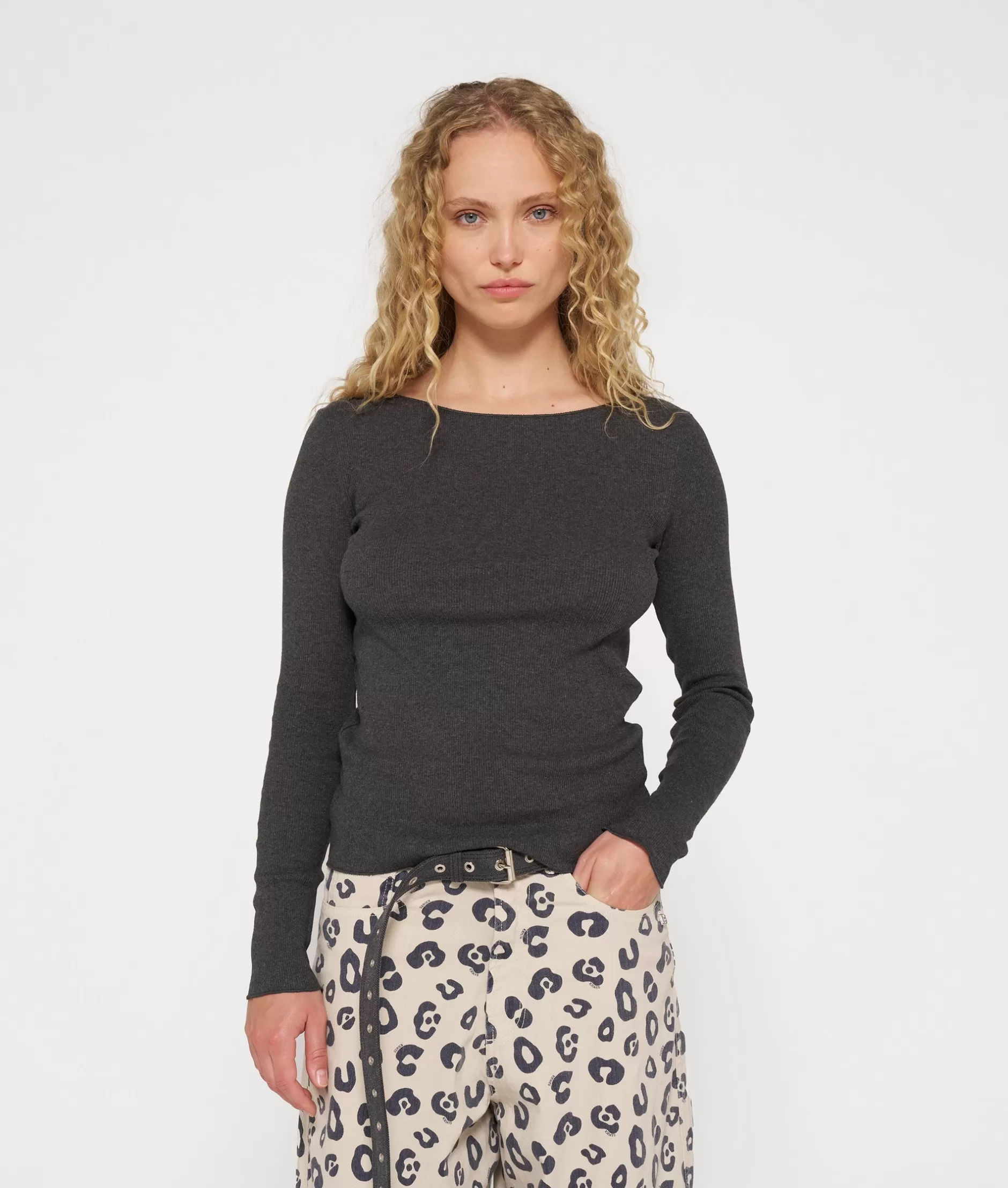 Maglietta Donna con Scollo a Barchetta - 10-Days Collection, Manica Lunga in Cotone Comodo per Tutto il Giorno