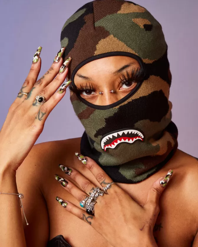 Maschera termica Sprayground con design Squalo Mimetico - Protezione professionale per sport invernali ed escursioni artiche