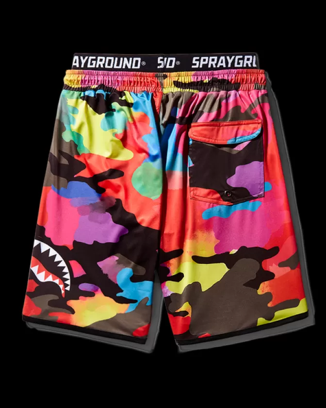 SPRAYGROUND Costumi da Bagno Uomo Originali - Pantaloncini Corti con Stampa Mimetico Esplosivo, Design Estivo 2024 per Nuoto e Tempo Libero, Tessuto Ultraresistente al Cloro