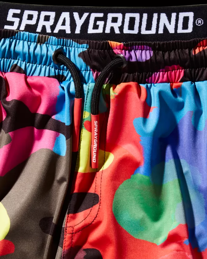 SPRAYGROUND Costumi da Bagno Uomo Originali - Pantaloncini Corti con Stampa Mimetico Esplosivo, Design Estivo 2024 per Nuoto e Tempo Libero, Tessuto Ultraresistente al Cloro