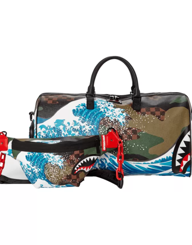 Borsa a Tracolla Sprayground Camo-Kawa - Motivo Onde e Squali Stile Urban