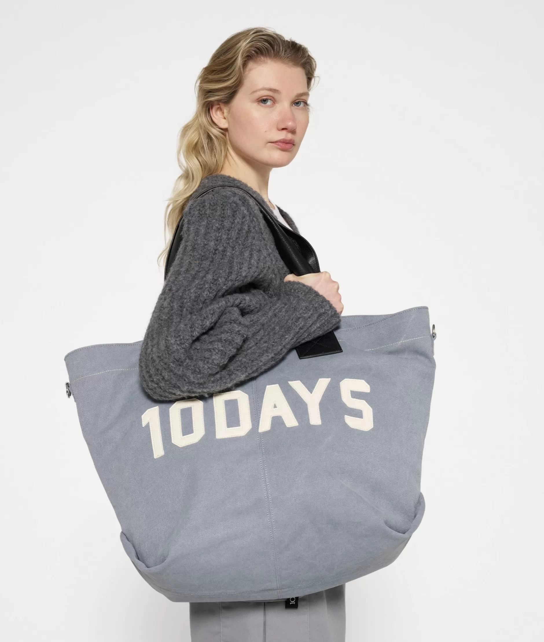 10-DAYS Borsa Donna Elegante - Shopper in Tela Naturale con Tasconi, Pratica e Capiente per Ogni Occasione
