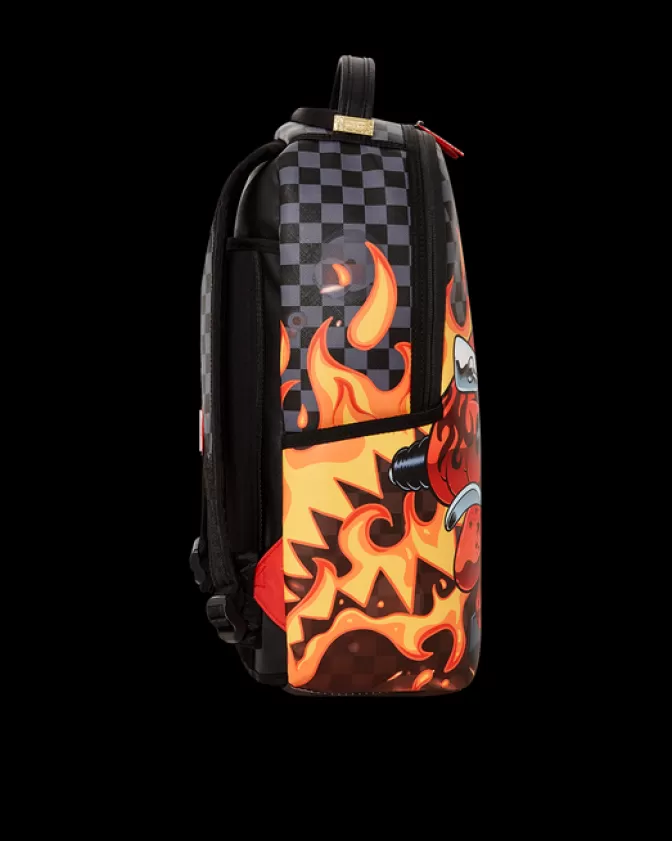 Sprayground - Zaino Streetwear Design Edgy con Squalo Fiammato | Modello DLXV | Capienza XL | Tessuto Resistente | Stile Unico!