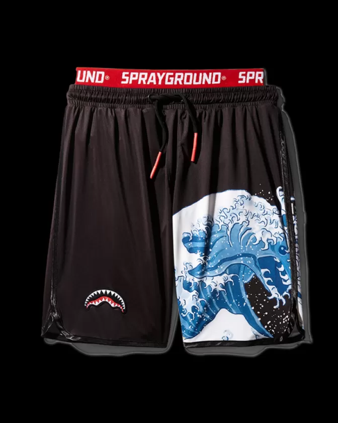 Costumi da Bagno Corti Dragone Nero - Pantaloncini Sportivi con Onda Grafica - Edizione Limitata Sprayground