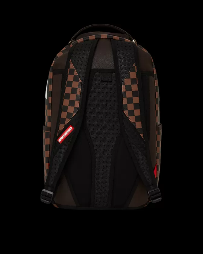 Zaino Sprayground DLXV - Tasche esterne con zip dorato e design squali nella Parigi urbana