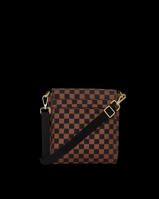 Sprayground Borsa Messenger Crossbody con Tasca Frontale Zip Oro e Motivo Squali & Parigi - Design Stilizzato per Uomo/Donna 

(Nuova Edizione Limitata con Stampa Inedita)