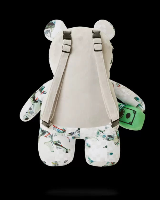 Sprayground Zaino Peluche Money Bear - Borsa a Forma di Orsetto Stile Unico con Design Feroce 

（：