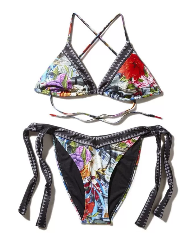 SPRAYGROUND Bikini Stravagante con Stampa Fiori e Monete - Costume da Bagno Femminile da Urlo