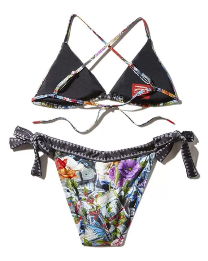 SPRAYGROUND Bikini Stravagante con Stampa Fiori e Monete - Costume da Bagno Femminile da Urlo