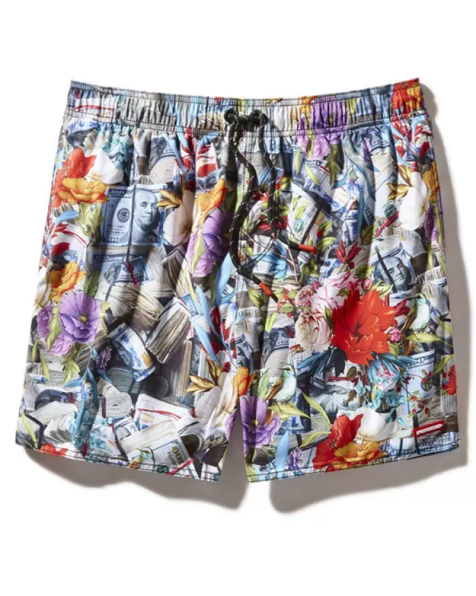 Costumi da Bagno Eleganti Sprayground - Stampa Floreale con Dettaglio Monete, Modello Shoto per Estate
