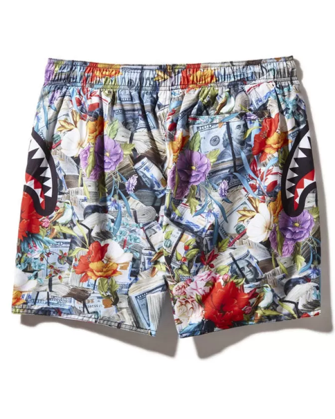 Costumi da Bagno Eleganti Sprayground - Stampa Floreale con Dettaglio Monete, Modello Shoto per Estate