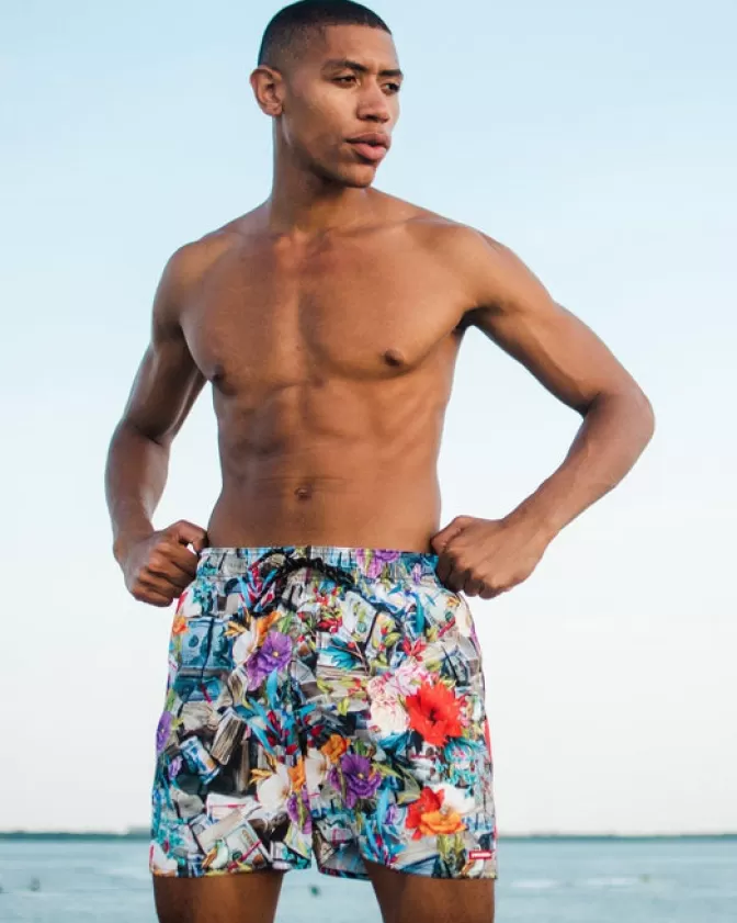 Costumi da Bagno Eleganti Sprayground - Stampa Floreale con Dettaglio Monete, Modello Shoto per Estate