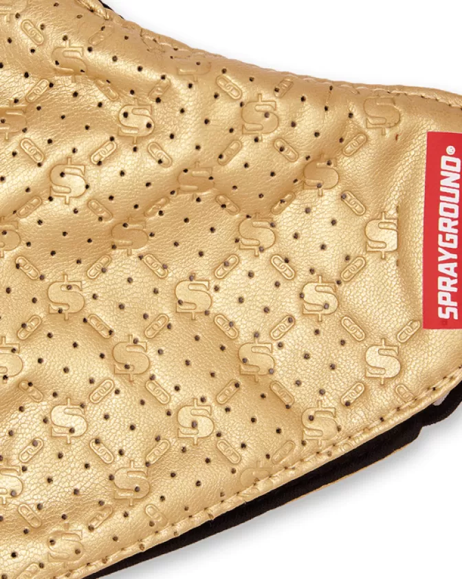 Mascherine Sprayground in Pelle Vegana Effetto Oro - Edizione Moneygram Premium