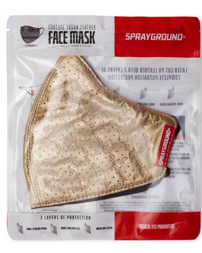 Mascherine Sprayground in Pelle Vegana Effetto Oro - Edizione Moneygram Premium
