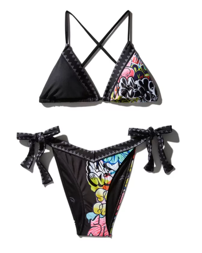 Bikini Graffiti Mezza Copertura - Costume da Bagno Sprayground Stile Streetwear per Estate Modaiola