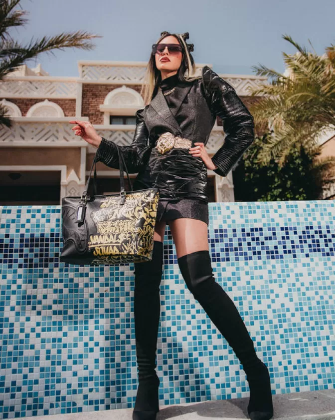 Borsa Sprayground Graffiti Urban con Tracolla - Trolley Leggero a Mezzo Disegno per Donna, Shopping Bag Capiente con Stampa Half Graff Streetwear