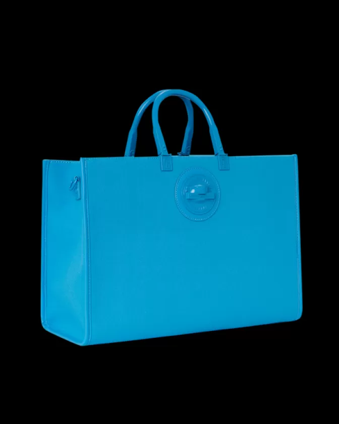 Borsa Sprayground a Tracolla: Squalo Metallizzato in Blu Tortuga - Stile Urban Edgy