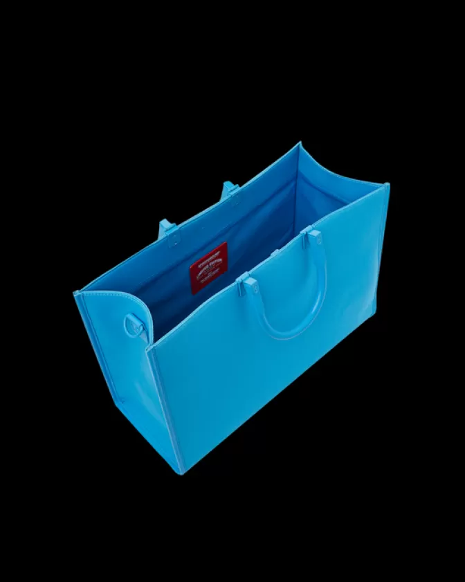 Borsa Sprayground a Tracolla: Squalo Metallizzato in Blu Tortuga - Stile Urban Edgy