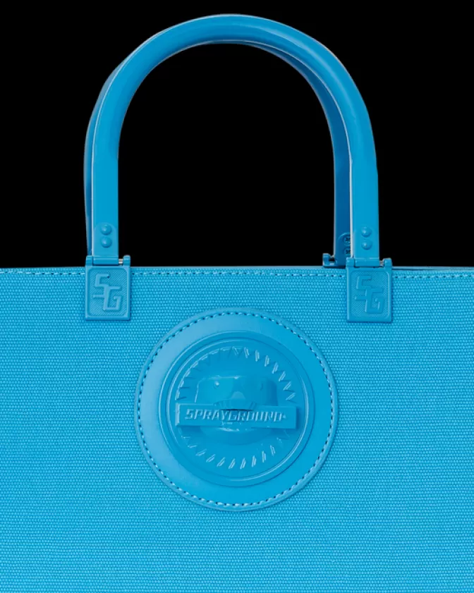 Borsa Sprayground a Tracolla: Squalo Metallizzato in Blu Tortuga - Stile Urban Edgy