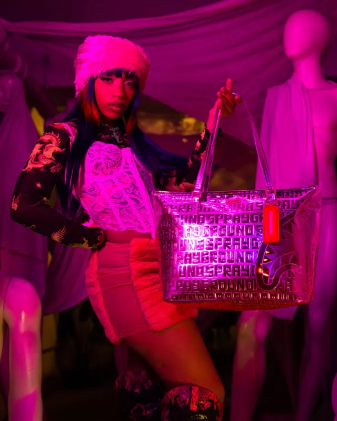 Borse Sprayground Collezione Infiniti - Tote in Tela con Diamantini Rosa | Design Esclusivo per Moda Stradale