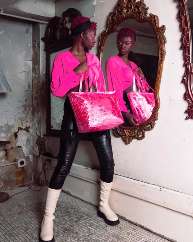 Borse Sprayground Collezione Infiniti - Tote in Tela con Diamantini Rosa | Design Esclusivo per Moda Stradale