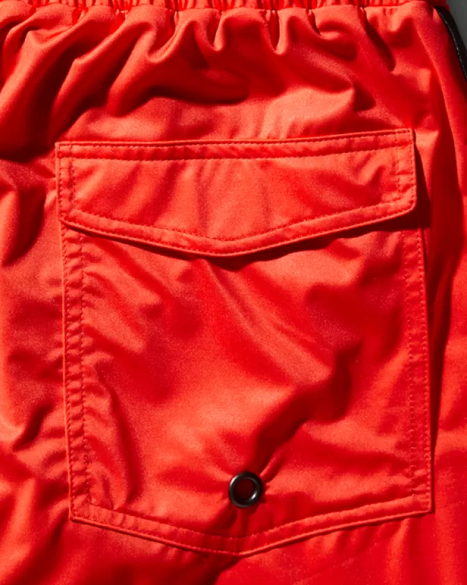Costumi da Bagno Uomo Sprayground - Pantaloncini Sportivi Onda Giapponese in Tinta Unica Rosso Fuoco, Moda Mare Ultraleggeri con Stile Unico