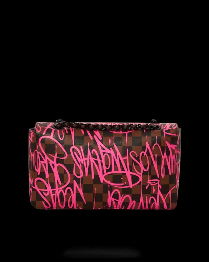 Sprayground Borsa con Catena Squalo - Design Esclusivo Jetgraphix per Stile Urban