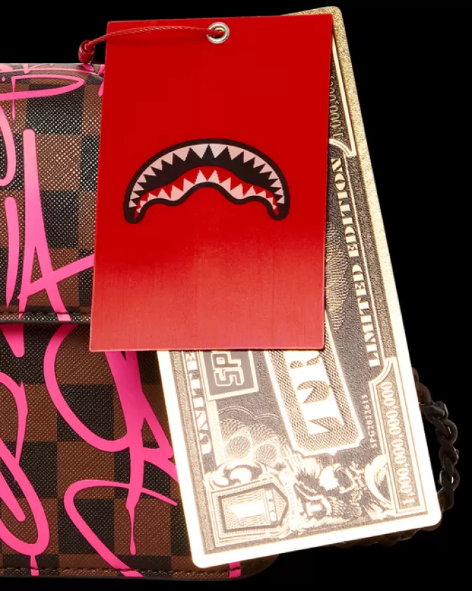 Sprayground Borsa con Catena Squalo - Design Esclusivo Jetgraphix per Stile Urban