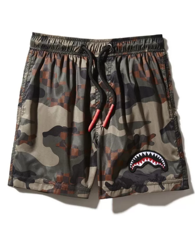 Sprayground - Pantaloncini da Mare per Ragazzi con Stampa Mimetica a Quadri - Costume da Bagno Estivo Junior