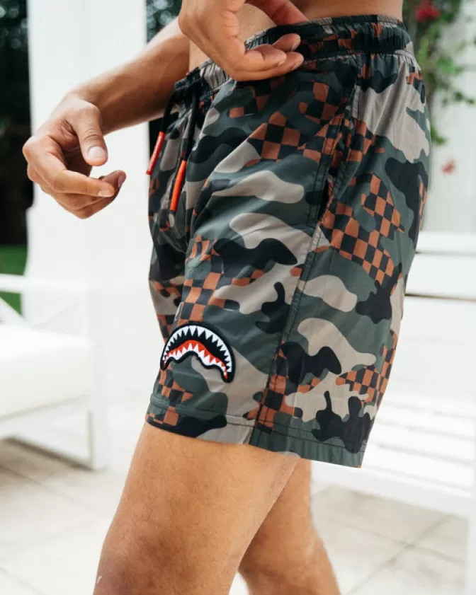 Sprayground - Pantaloncini da Mare per Ragazzi con Stampa Mimetica a Quadri - Costume da Bagno Estivo Junior