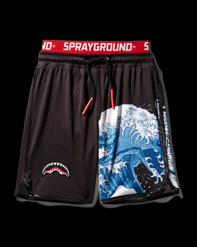 Costumi da Bagno Bambini con Stampa Onda Giapponese - Sprayground Nero Moderno