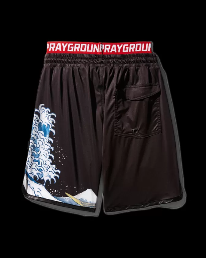 Costumi da Bagno Bambini con Stampa Onda Giapponese - Sprayground Nero Moderno