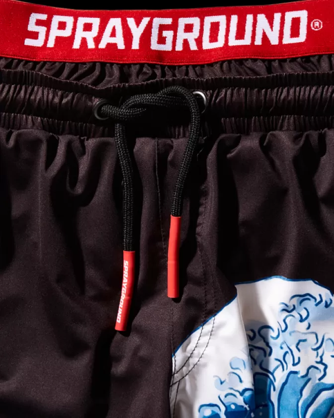 Costumi da Bagno Bambini con Stampa Onda Giapponese - Sprayground Nero Moderno