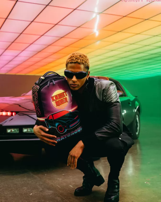 Sprayground Zaino Edizione Speciale KITT - Knight Rider Design con Squalo Laser Futuristico
