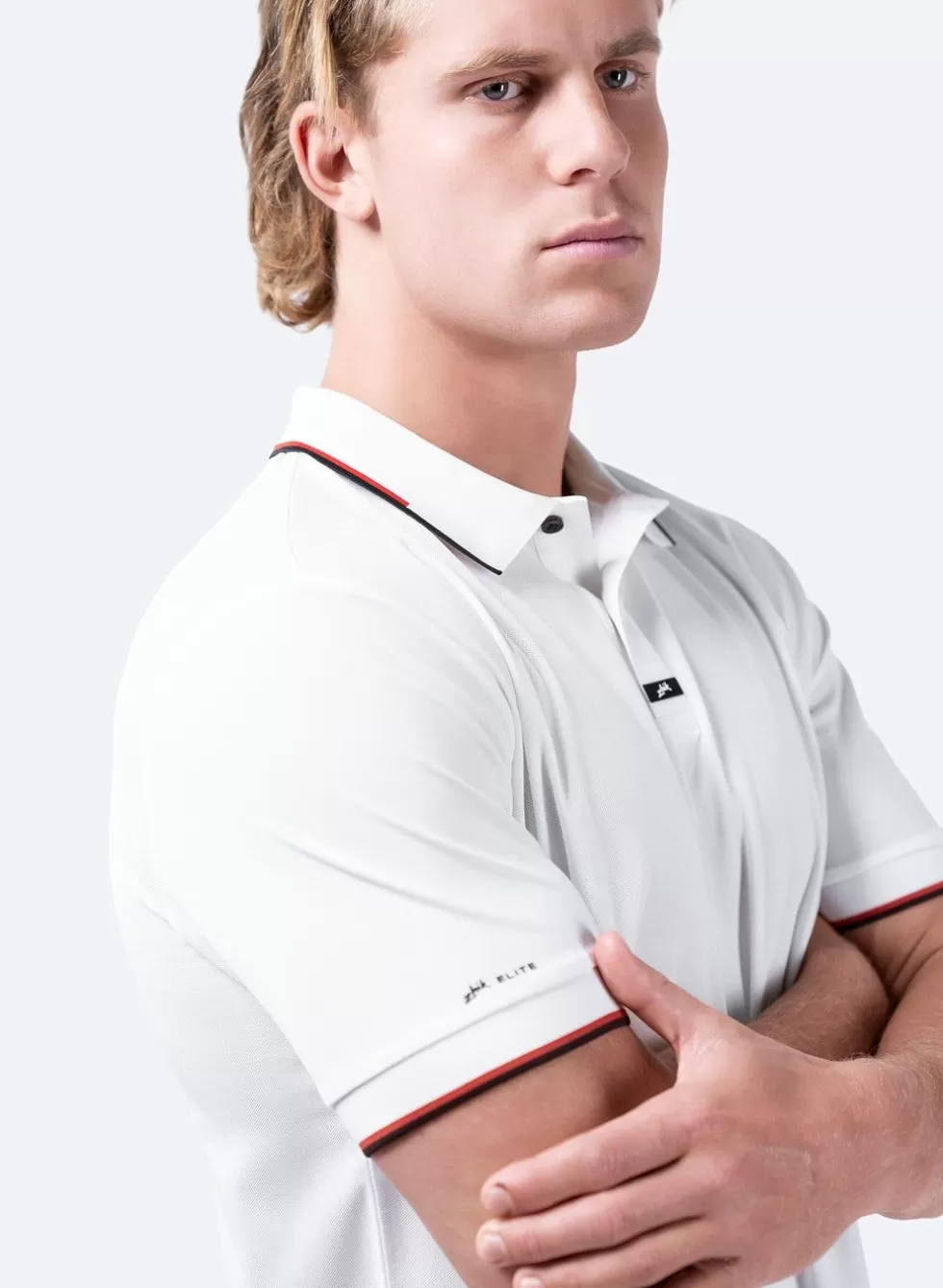 Polo Elite Uomo Bianco - Maglie Sportive Premium per Uomini con Design Essenziale 

(：