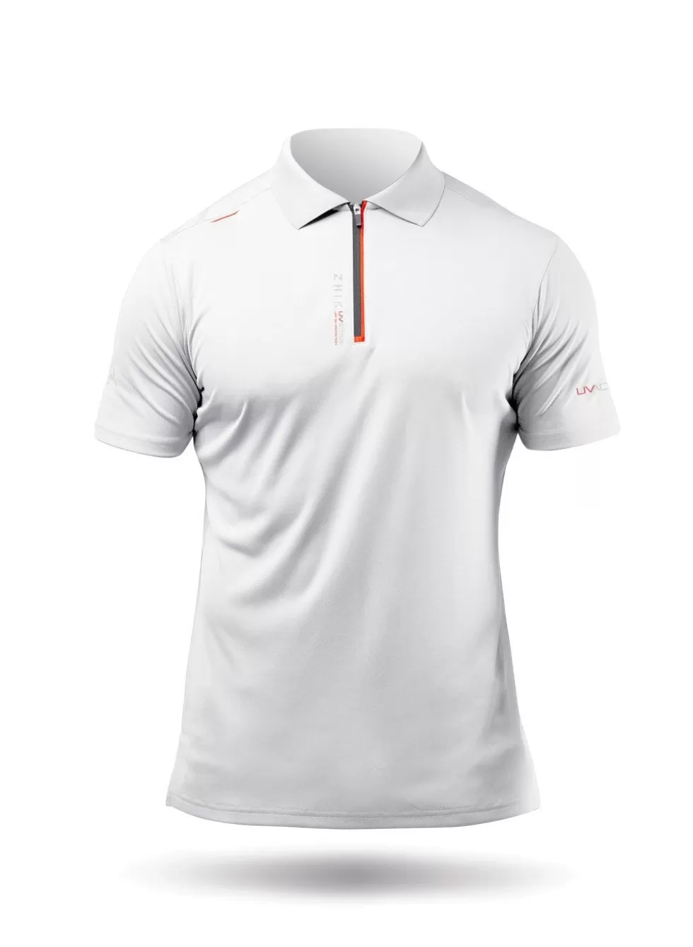Maglietta Polo Sportiva Uomo con Protezione UV - Zip Frontale, Bianco Offerta Estiva
