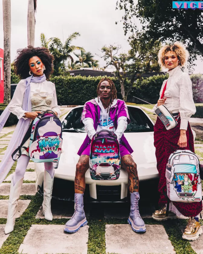Zaino Sprayground DLXV - Ispirazione Miami Vice con design retrò anni '80 per stile urbano vibrante