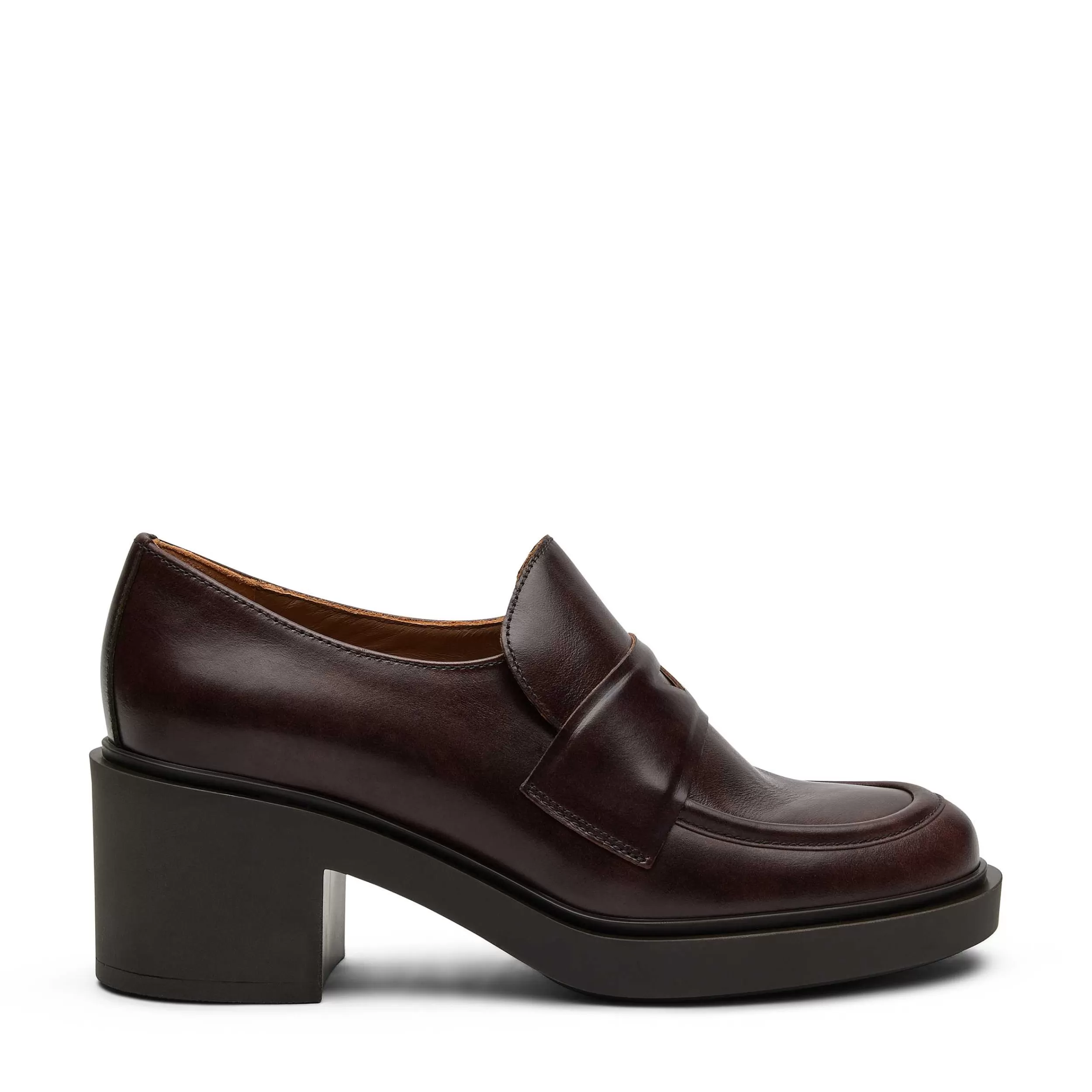 Scarpe Donna in Pelle Stile Mocassino con Tacco Medio - Pumps Eleganti per Look Raffinato
