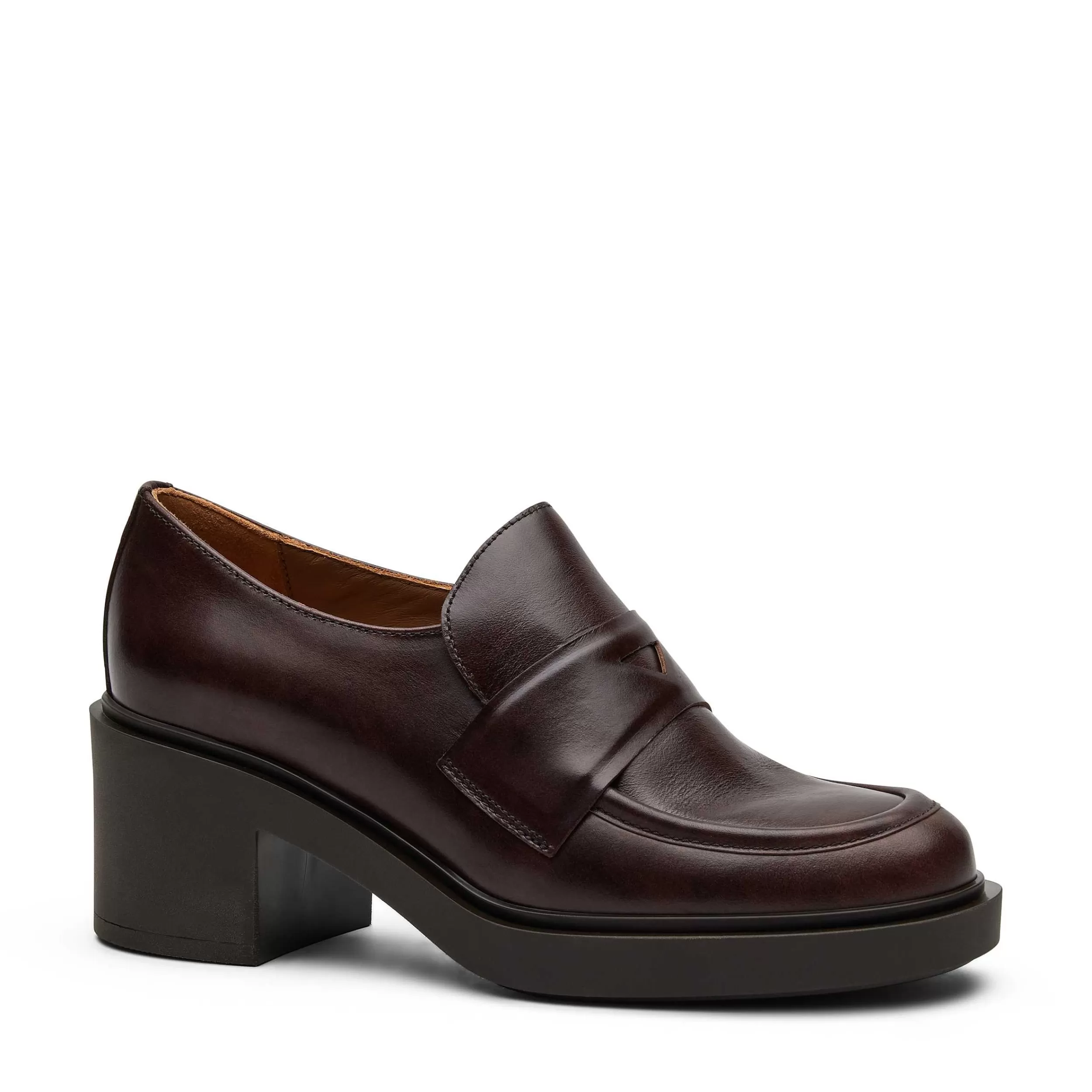 Scarpe Donna in Pelle Stile Mocassino con Tacco Medio - Pumps Eleganti per Look Raffinato