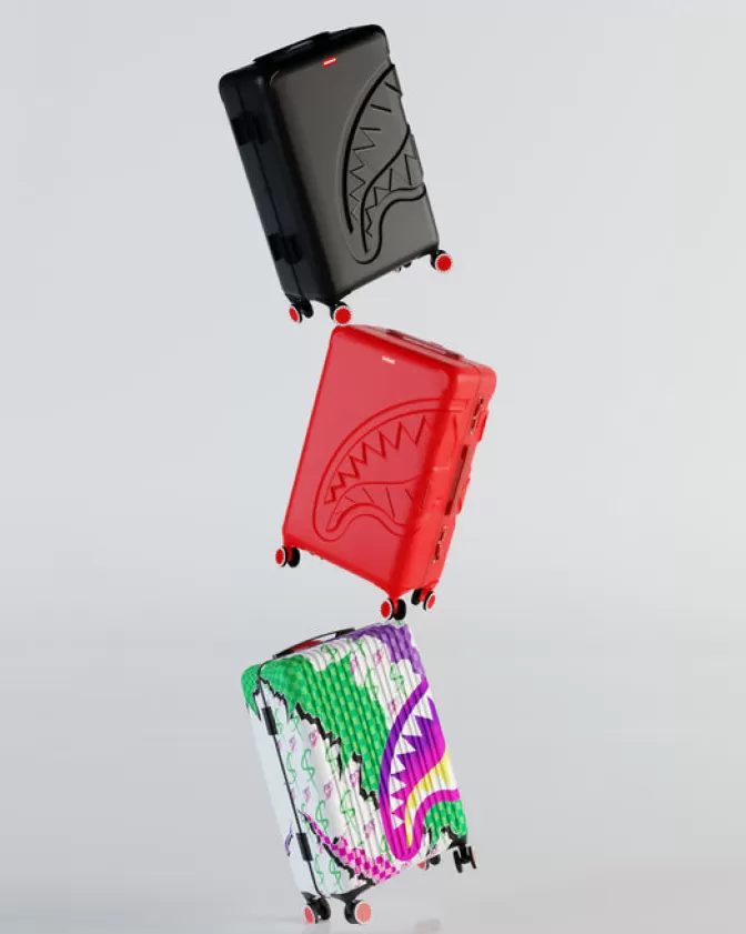 Sprayground Valigia Cabina Scocca Rigida - Design Avanguardistico Squalo 3D, Nero | Edizione Outlet Esclusiva