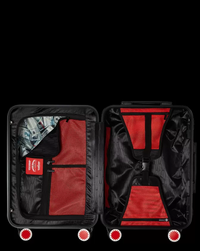 Sprayground Valigia Cabina Scocca Rigida - Design Avanguardistico Squalo 3D, Nero | Edizione Outlet Esclusiva